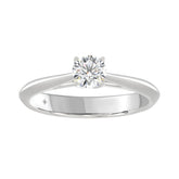 LADIES SOLITAIRE RING 1/2CT ROUND DIAMOND 14K WHITE GOLD